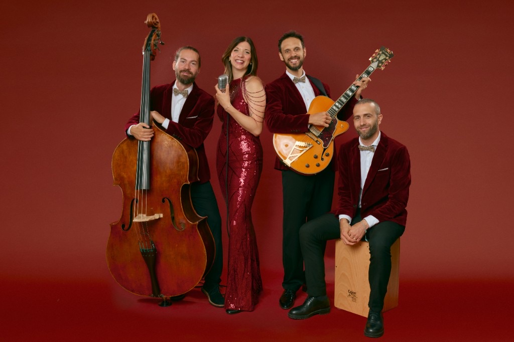The Jazz Silhouettes four-piece with cajón
